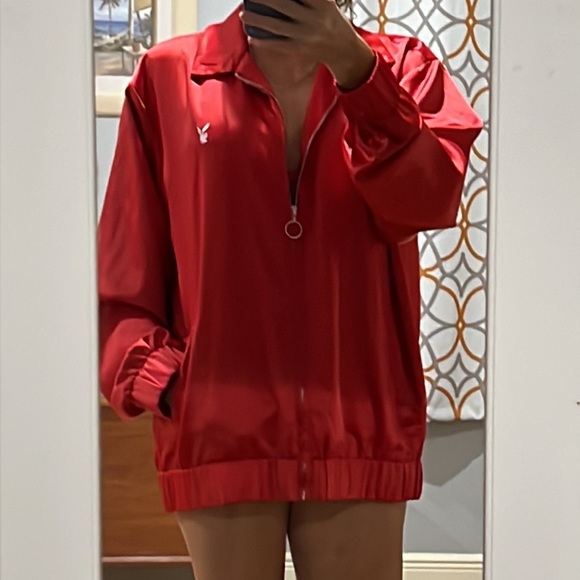 Playboy by Pacsun zip up jacket in red. Removed tags never worn. Size Meduim. - Picture 4 of 7